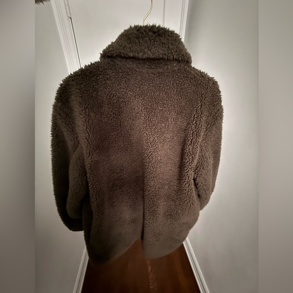 Uniqlo dark olive green Teddy Coat XL - Picture 4 of 5